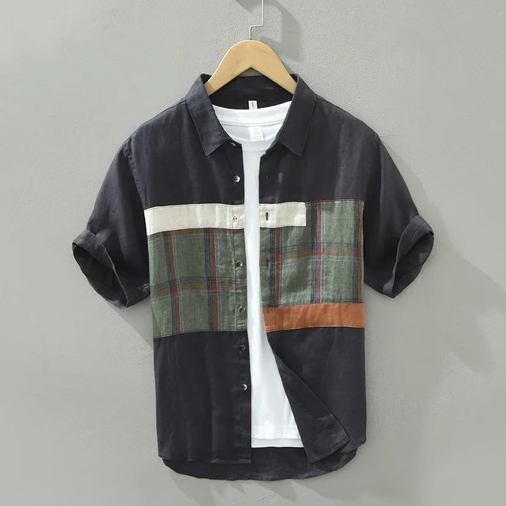 Levoire | Chemise En Lin Respirant Style Decontracte Hommes Gris