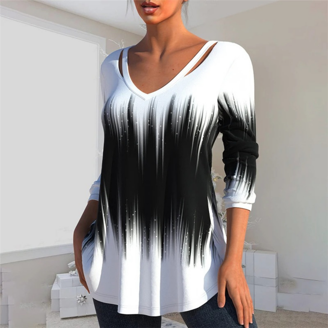 Levoire | Imprimé Creux Chemise Rouge Femme À Manches Longues noir-blanc