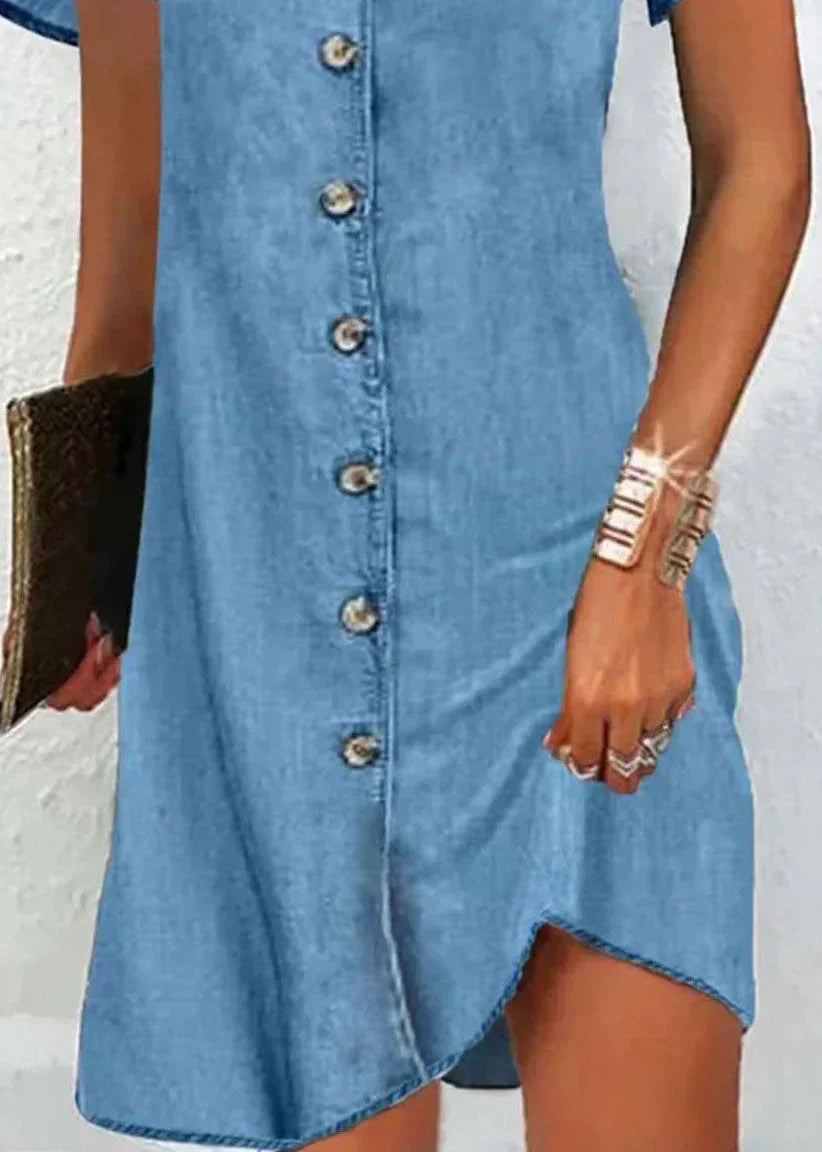 Levoire | simple en denim bleu à manches courtes et col en V