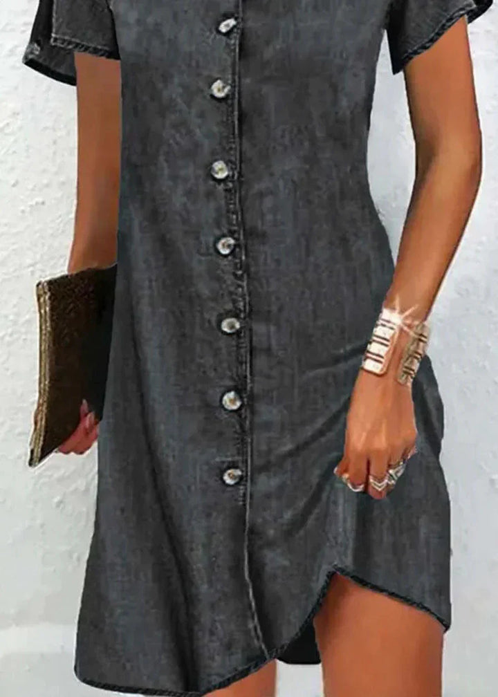 Levoire | simple en denim bleu à manches courtes et col en V