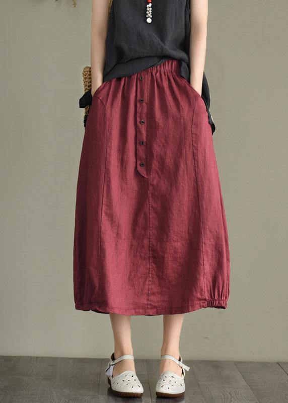 Levoire | Mulberry Retro Patches Été Lin Jupe Mûre