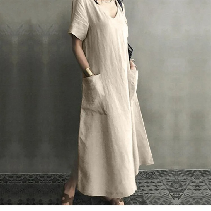 Levoire | Robe En Lin Confortable Avec Décolleté En V