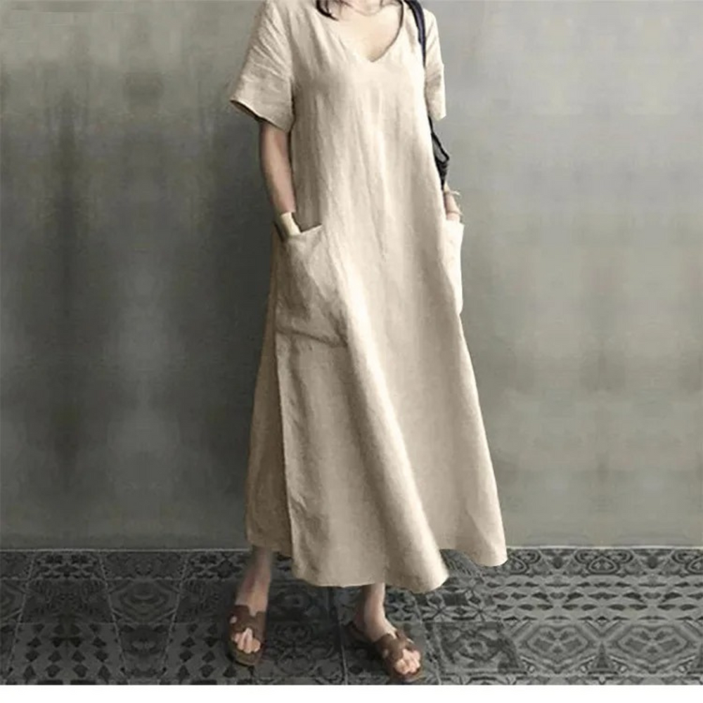 Levoire | Robe En Lin Confortable Avec Décolleté En V