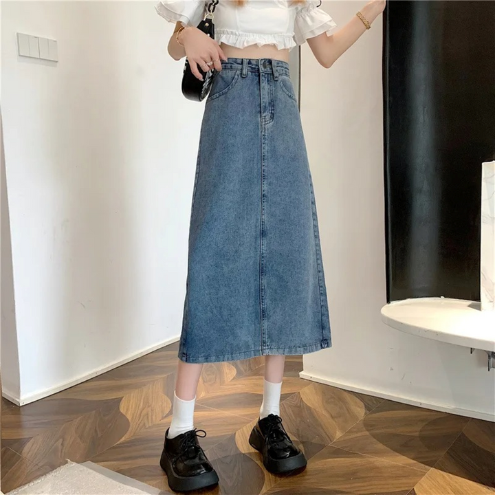 Levoire | Taille Loose Bas Jupe En Jean Longue Bleu clair