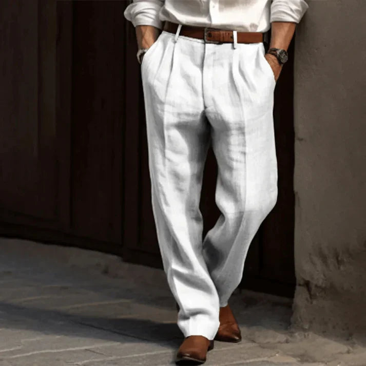 Levoire | Pantalon Plissé À Coupe Décontractée Léger Pour Homme Blanc