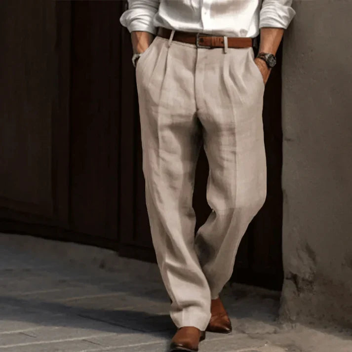Levoire | Pantalon Plissé À Coupe Décontractée Léger Pour Homme Beige