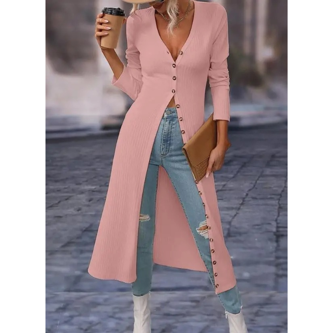 Levoire | Veste D'Été Slim Fit Avec Bouton Et Encolure En V Rosa