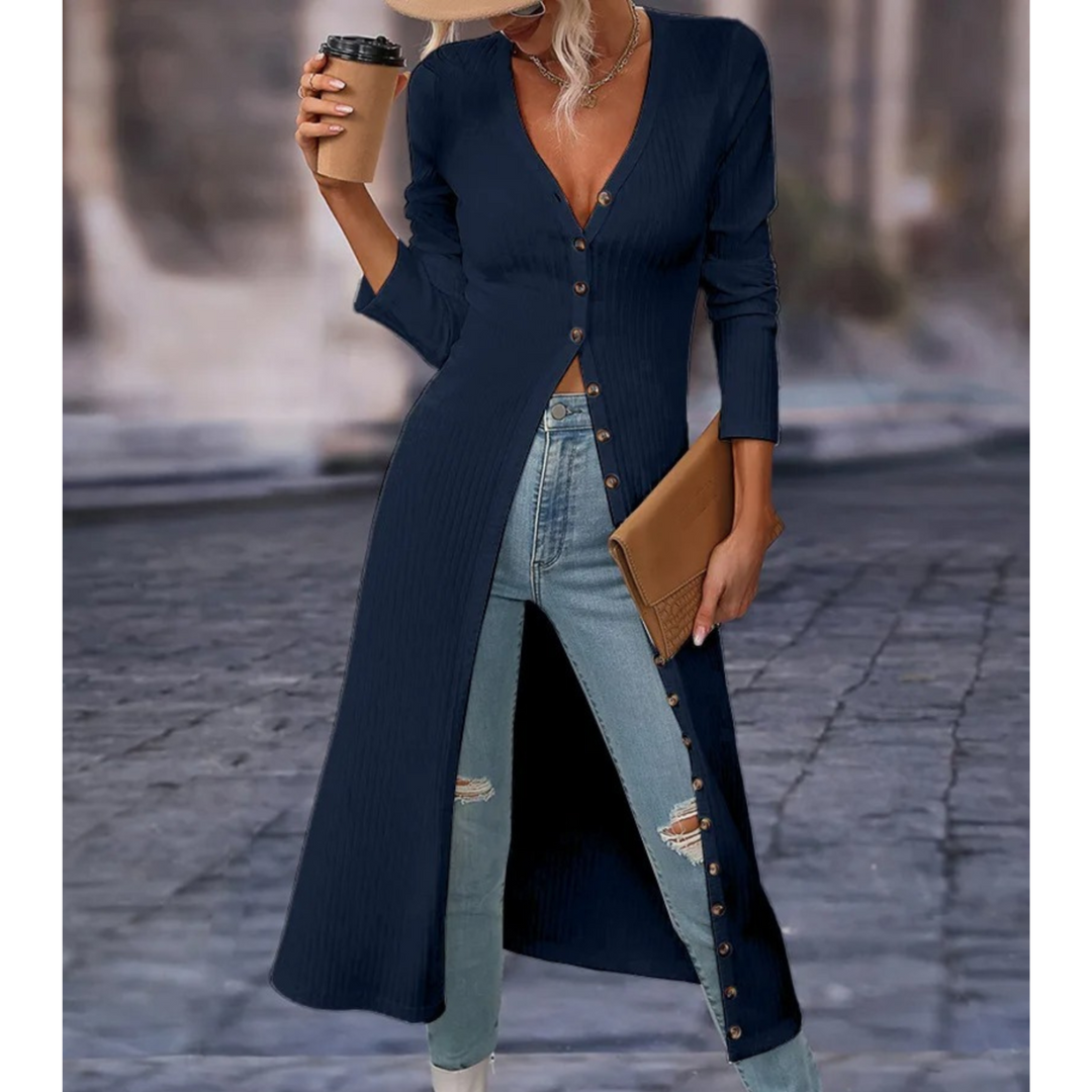 Levoire | Veste D'Été Slim Fit Avec Bouton Et Encolure En V Bleu
