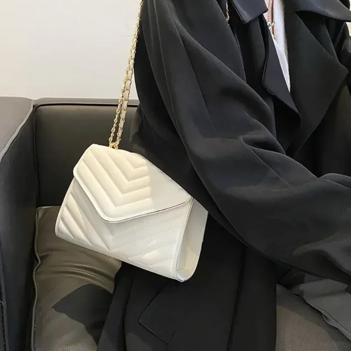 Levoire | Sac À Bandoulière Moderne Avec Détails En Chaîne Blanc 20*13*9CM