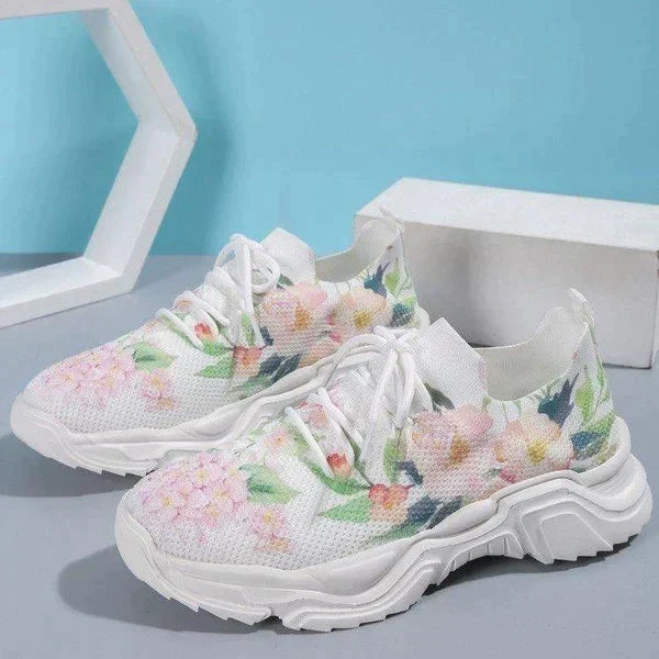Levoire | Sur Sneakers Fleurs Randonnée Mesh Sneakers Chaussures Femmes Rosa