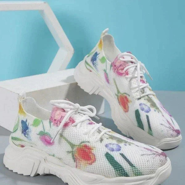Levoire | Sur Sneakers Fleurs Randonnée Mesh Sneakers Chaussures Femmes Vert
