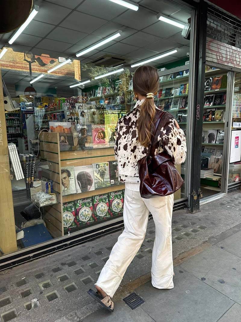 Levoire | Impression De Vache Veste En Fausse Fourrure