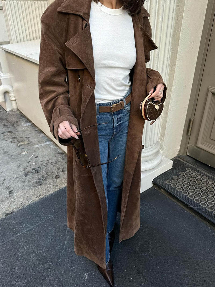 Levoire | Manteau Trench En Daim Synthétique Braun