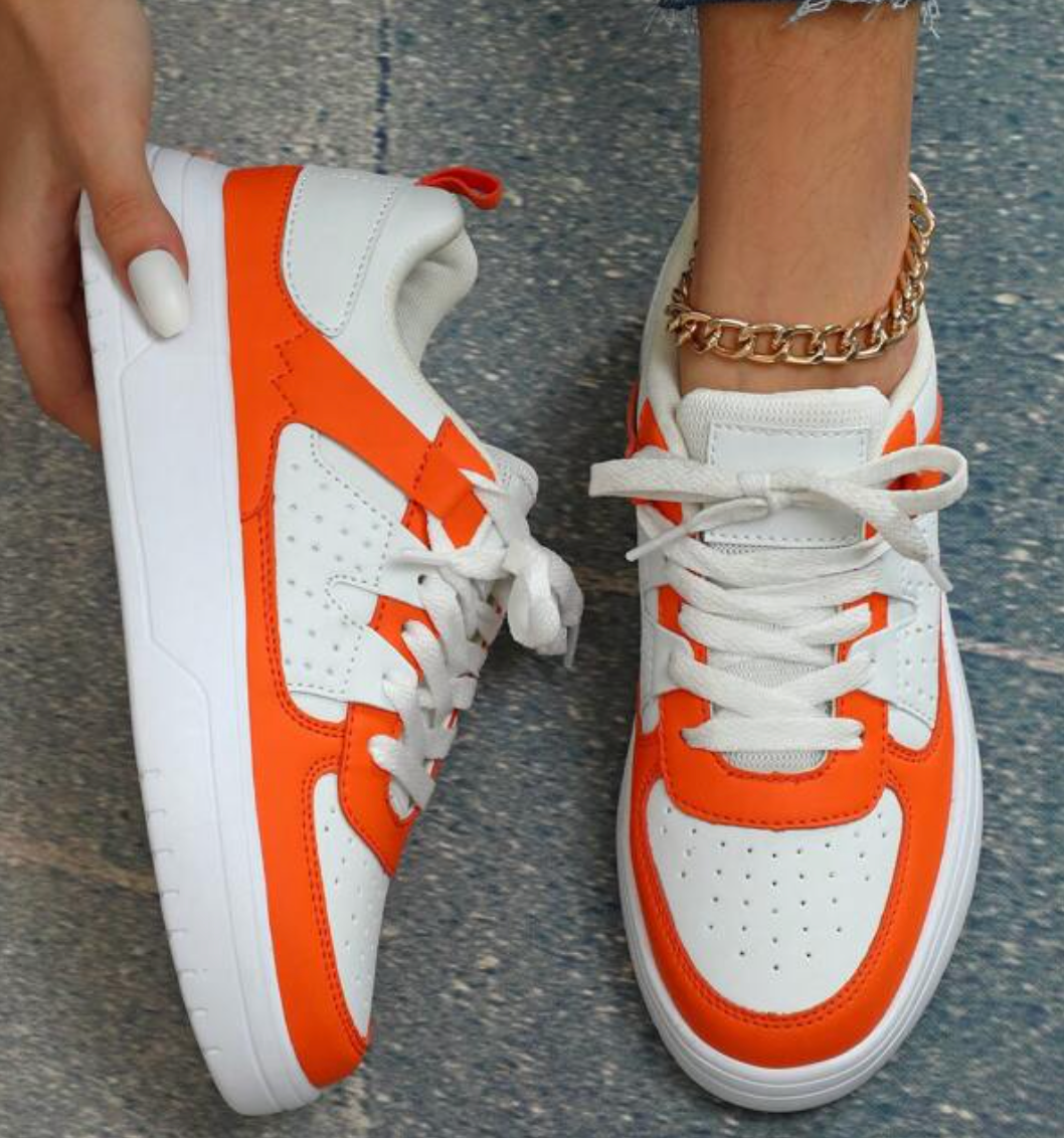 Levoire | Baskets Colorblock Pastel Avec Semelle Épaisse Pour Femmes Orange
