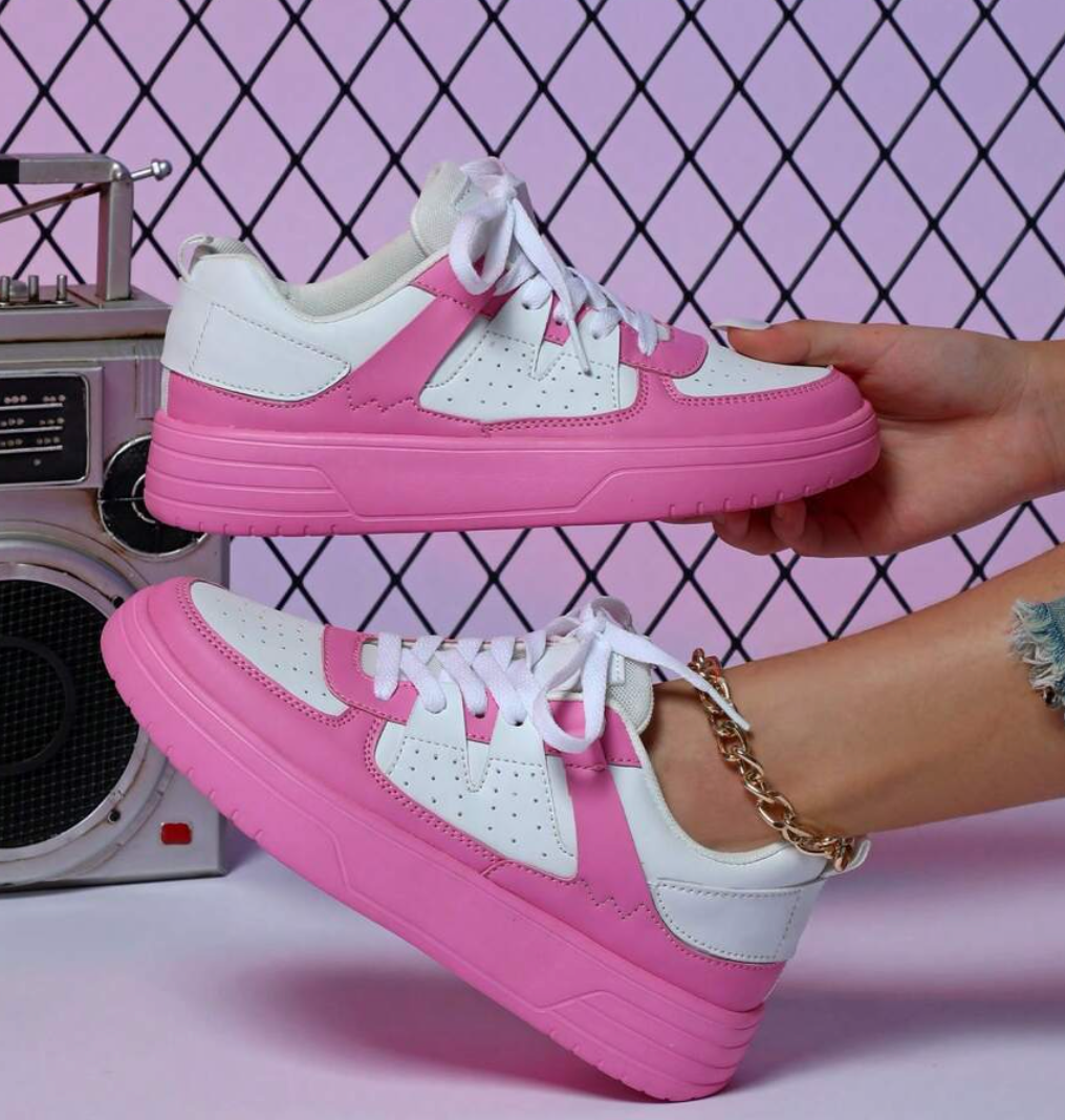 Levoire | Baskets Colorblock Pastel Avec Semelle Épaisse Pour Femmes Rosa