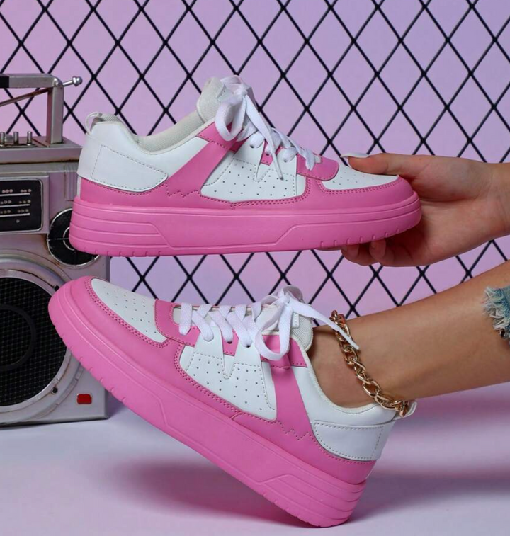 Levoire | Baskets Colorblock Pastel Avec Semelle Épaisse Pour Femmes Rosa