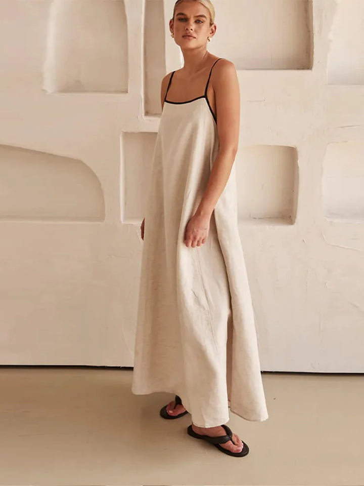 Levoire | Robe Élégante En Lin Et Coton Avec Fente Dans Le Dos