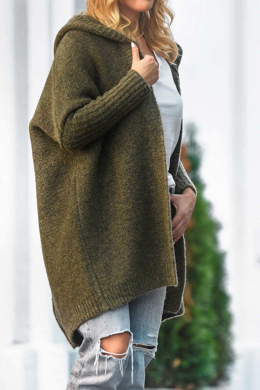 Levoire | Cardigan Confortable Avec Capuche Ouverte Pour Femmes Avec Style Olive vert