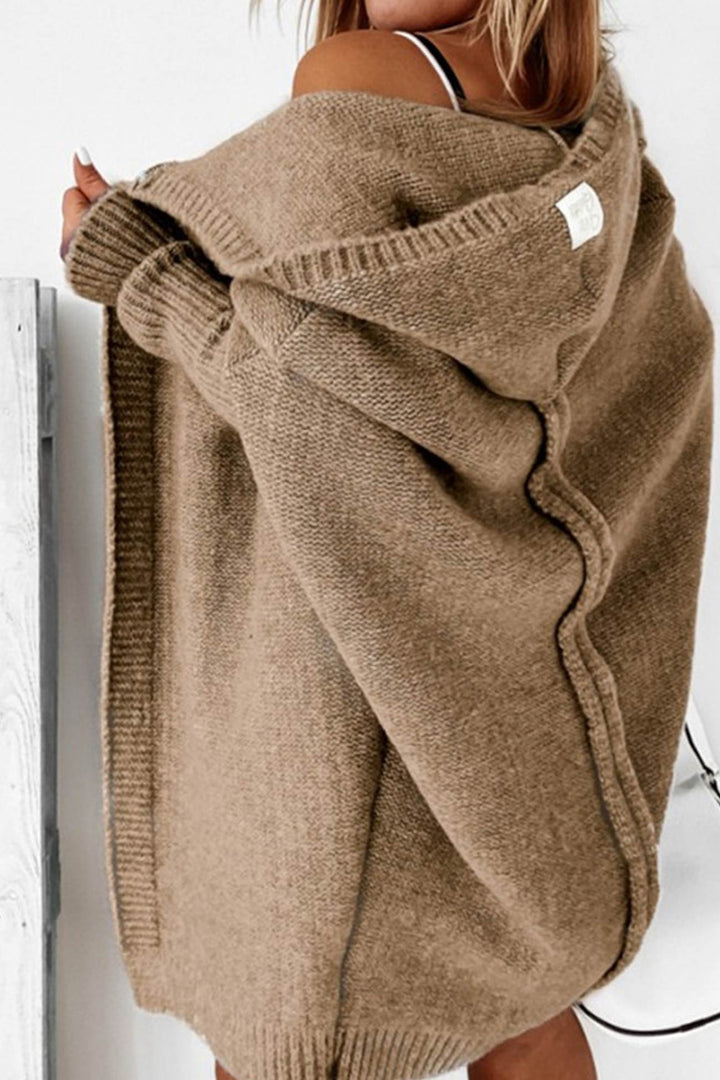 Levoire | Cardigan Confortable Avec Capuche Ouverte Pour Femmes Avec Style Kaki
