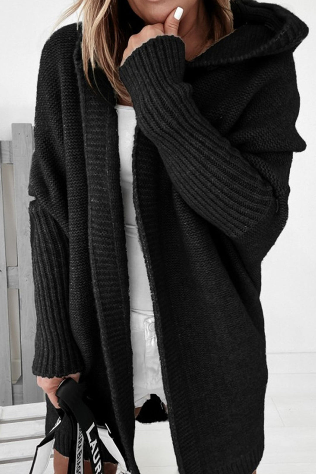Levoire | Cardigan Confortable Avec Capuche Ouverte Pour Femmes Avec Style Noir