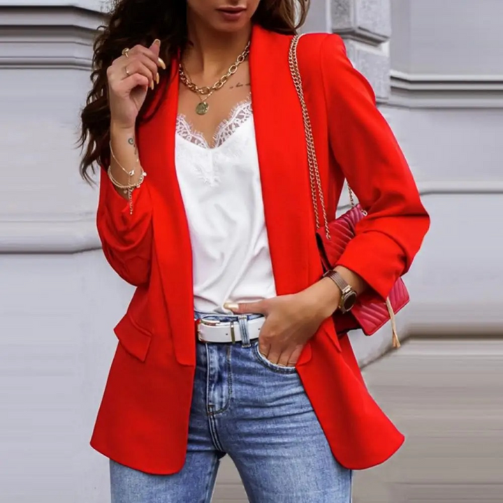 Levoire | Couleur Veste Blazer Femme Élégant Revers Manches Longues Rot