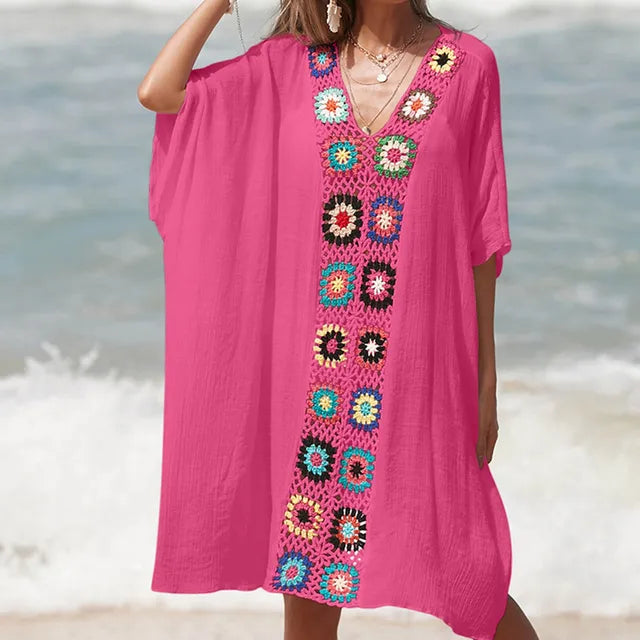 Levoire | Couverture de plage crochetée Rose vif Een maat