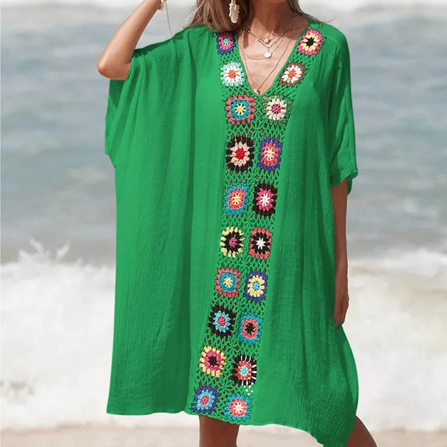 Levoire | Couverture de plage crochetée Vert Een maat