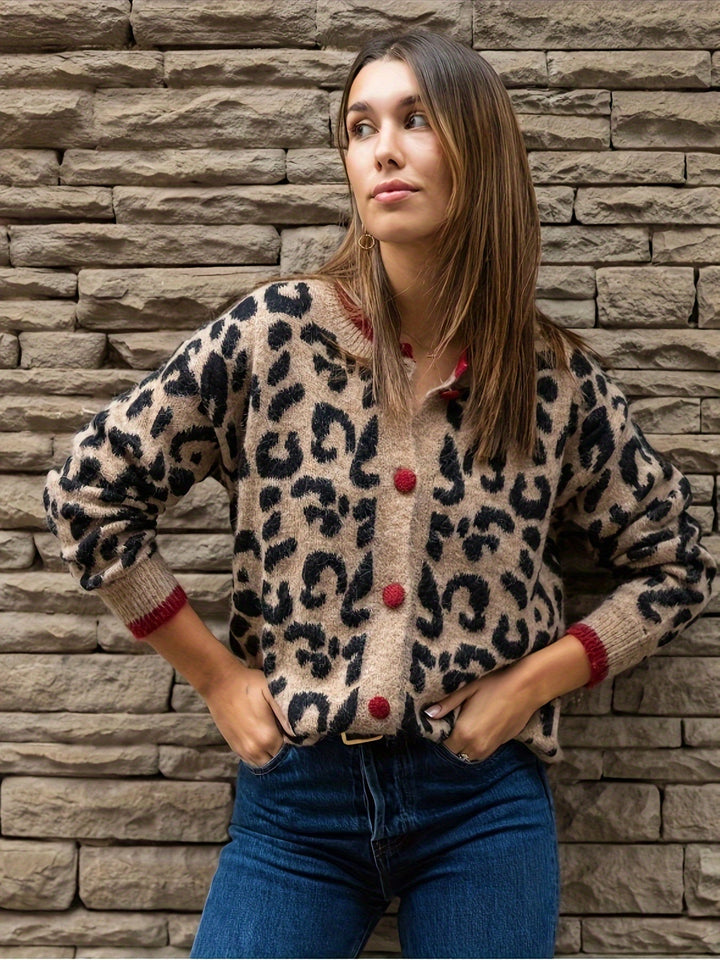 Levoire | Chic Gilet En Motif Léopard Avec Fermeture À Boutons Braun