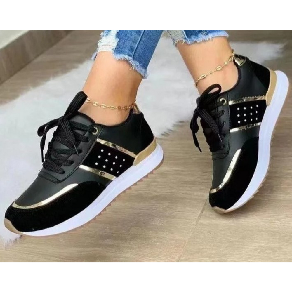 Levoire | Stil Khaki Plat Confortable Chaussures En Cuir Pour Femmes Noir