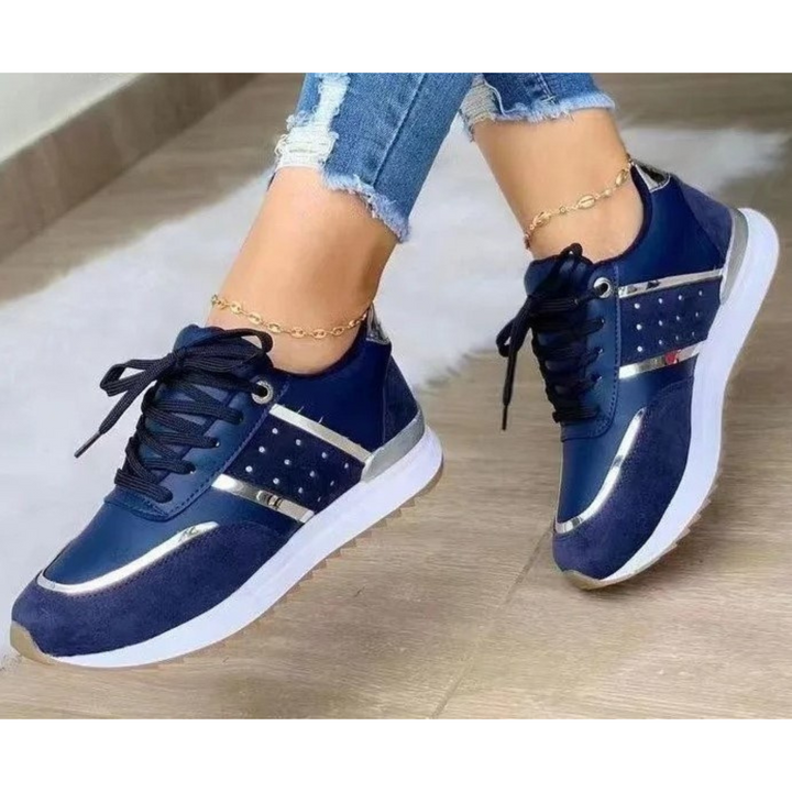 Levoire | Stil Khaki Plat Confortable Chaussures En Cuir Pour Femmes Bleu