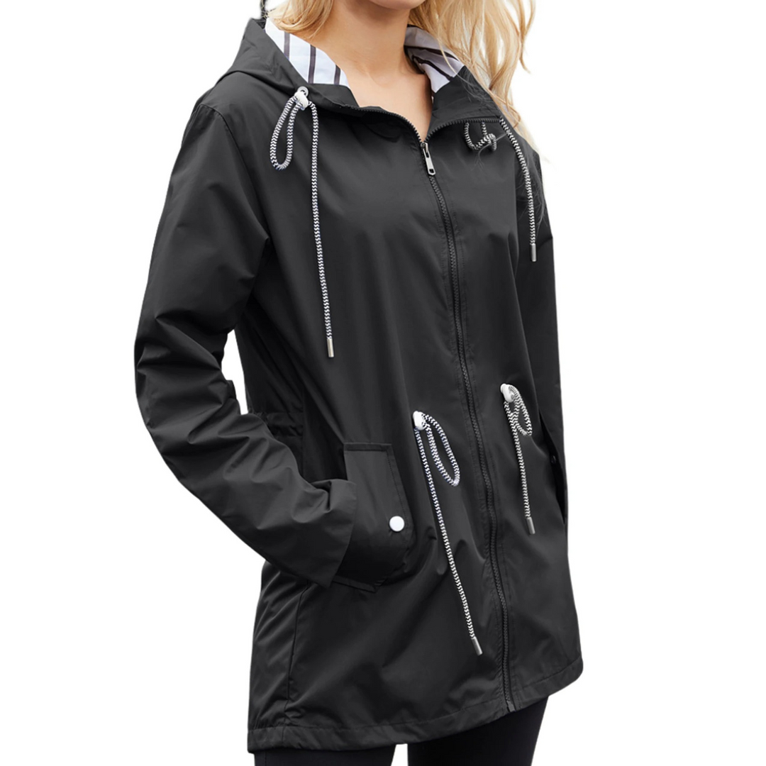 Levoire | Style Noir Imperméable Confortable Long Manteau D'Été Noir