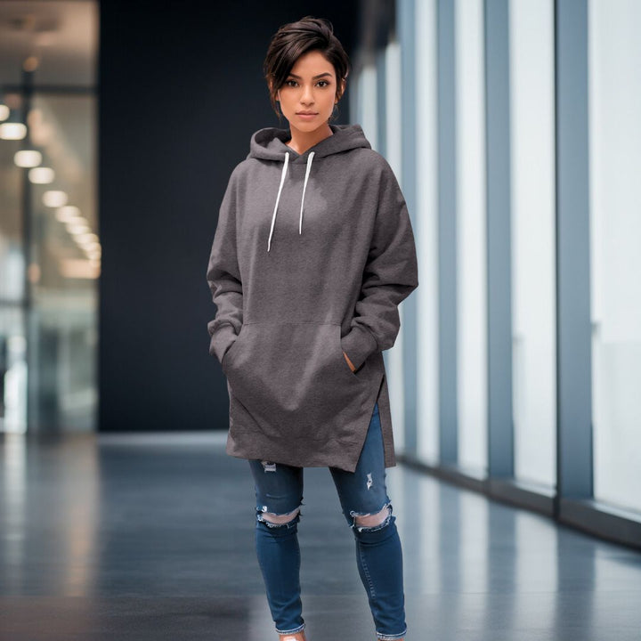 Levoire | Robe Oversize Élégante Avec Capuche Gris foncé
