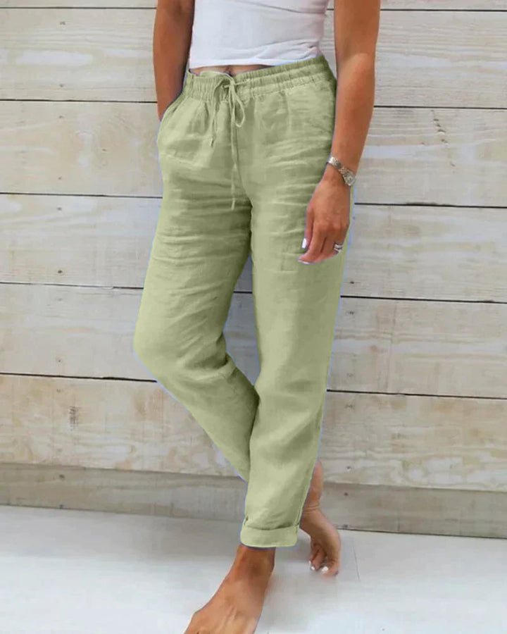 Levoire | Pantalons En Lin Légers Pour L'Été Vert