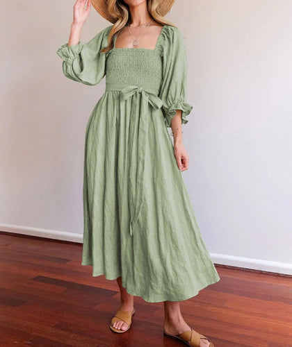 Levoire | Robe Midi Élégante Avec Manches Bouffantes