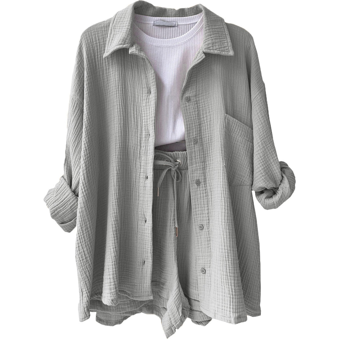 Levoire | 2 Pcs Ensemble En Coton Femmes Helle Gris (Vite Épuisé)
