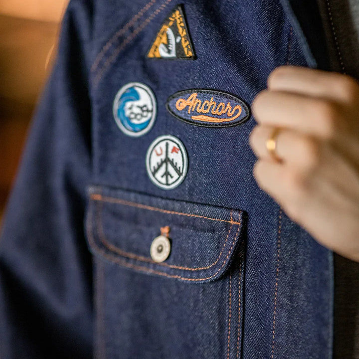Levoire | Veste En Denim Vintage Avec Écussons Brodés Pour Des Tenues Décontractées Élégantes