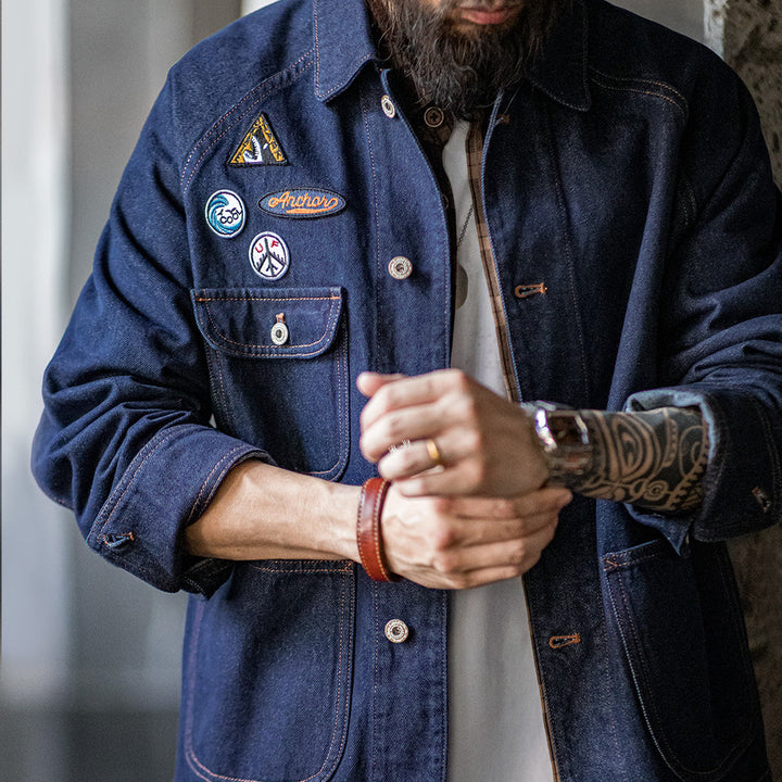 Levoire | Veste En Denim Vintage Avec Écussons Brodés Pour Des Tenues Décontractées Élégantes