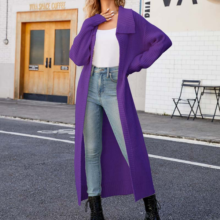 Levoire | Veste Tricot Longue Élégante Pour Femmes Lila