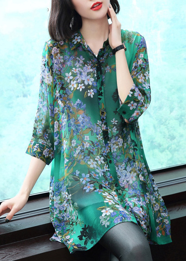 Levoire | Chiffon blouse col Peter Pan Vert