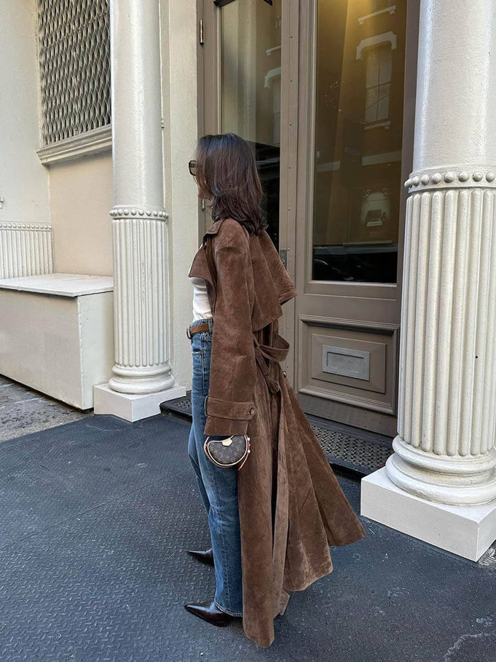 Levoire | Trench Coat Brun Doppelreiher Long Trench Coat Vestes Pour Femmes