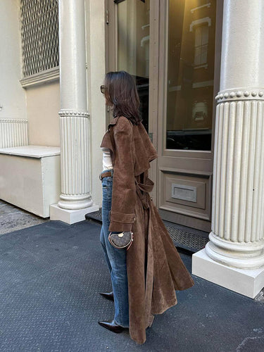 Levoire | Trench Coat Brun Doppelreiher Long Trench Coat Vestes Pour Femmes
