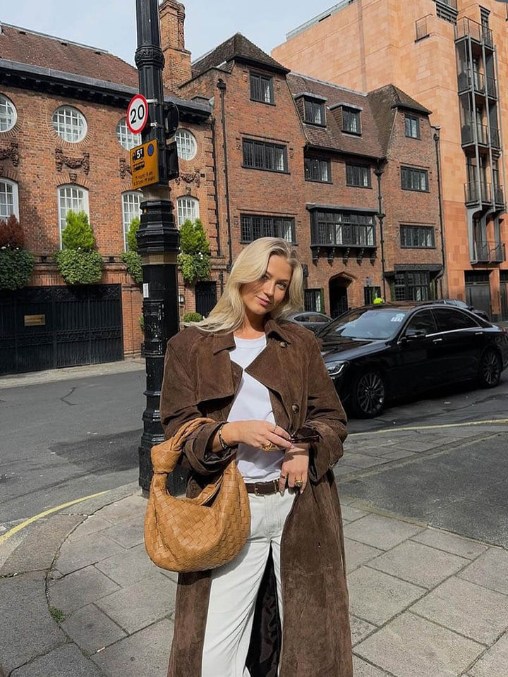 Levoire | Trench Coat Brun Doppelreiher Long Trench Coat Vestes Pour Femmes