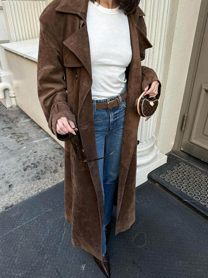 Levoire | Trench Coat Brun Doppelreiher Long Trench Coat Vestes Pour Femmes L