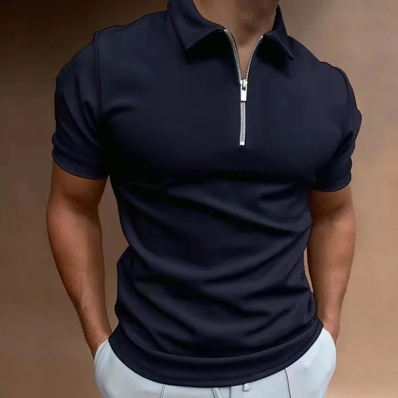 Levoire | Polo Halfzip Confort Moderne Hommes Bleu marine