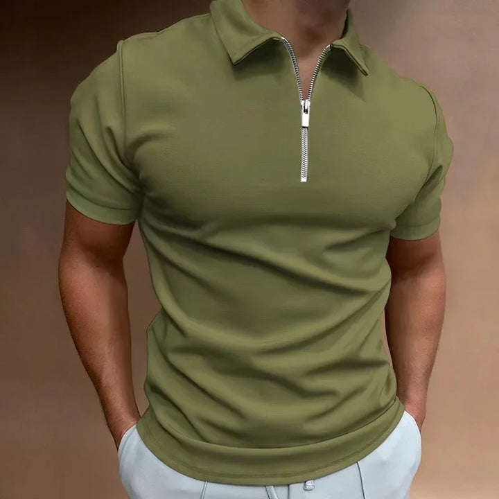 Levoire | Polo Halfzip Confort Moderne Hommes Vert olive
