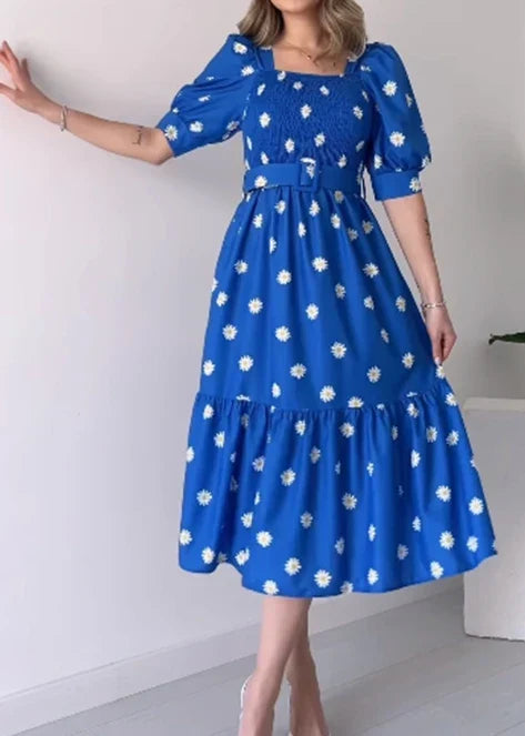 Levoire | Nouvelle robe avec manches bouffantes Bleu