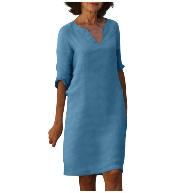Levoire | Élégant Décolleté Robe Détente Style Bleu clair