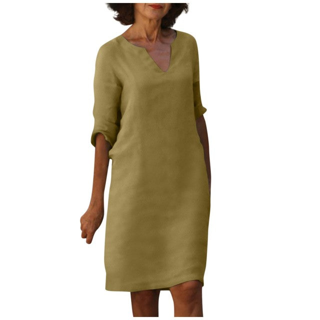 Levoire | Élégant Décolleté Robe Détente Style Khaki