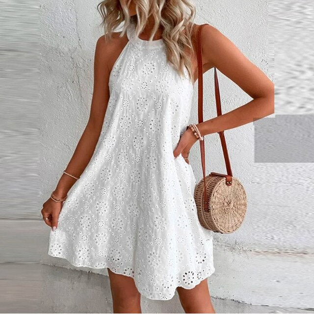 Levoire | Élégante Robe Mode Simple Blanc