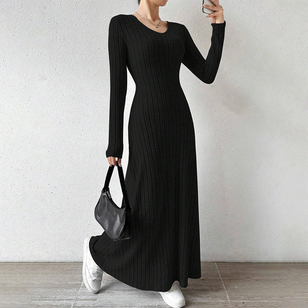 Levoire | Robe Maxi Élégante À Rayures Avec Manches Longues